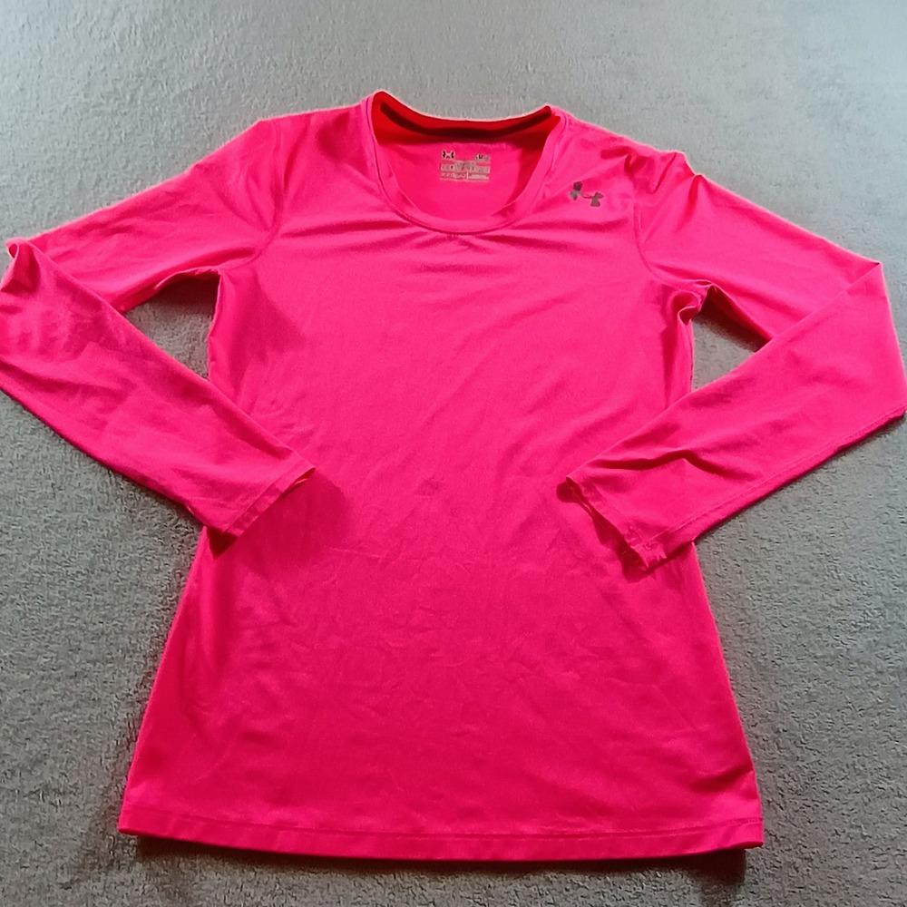 Under Armour Women HeatGear Fitted Top Pink SM‎ Long Sleeve Athletic Shirt